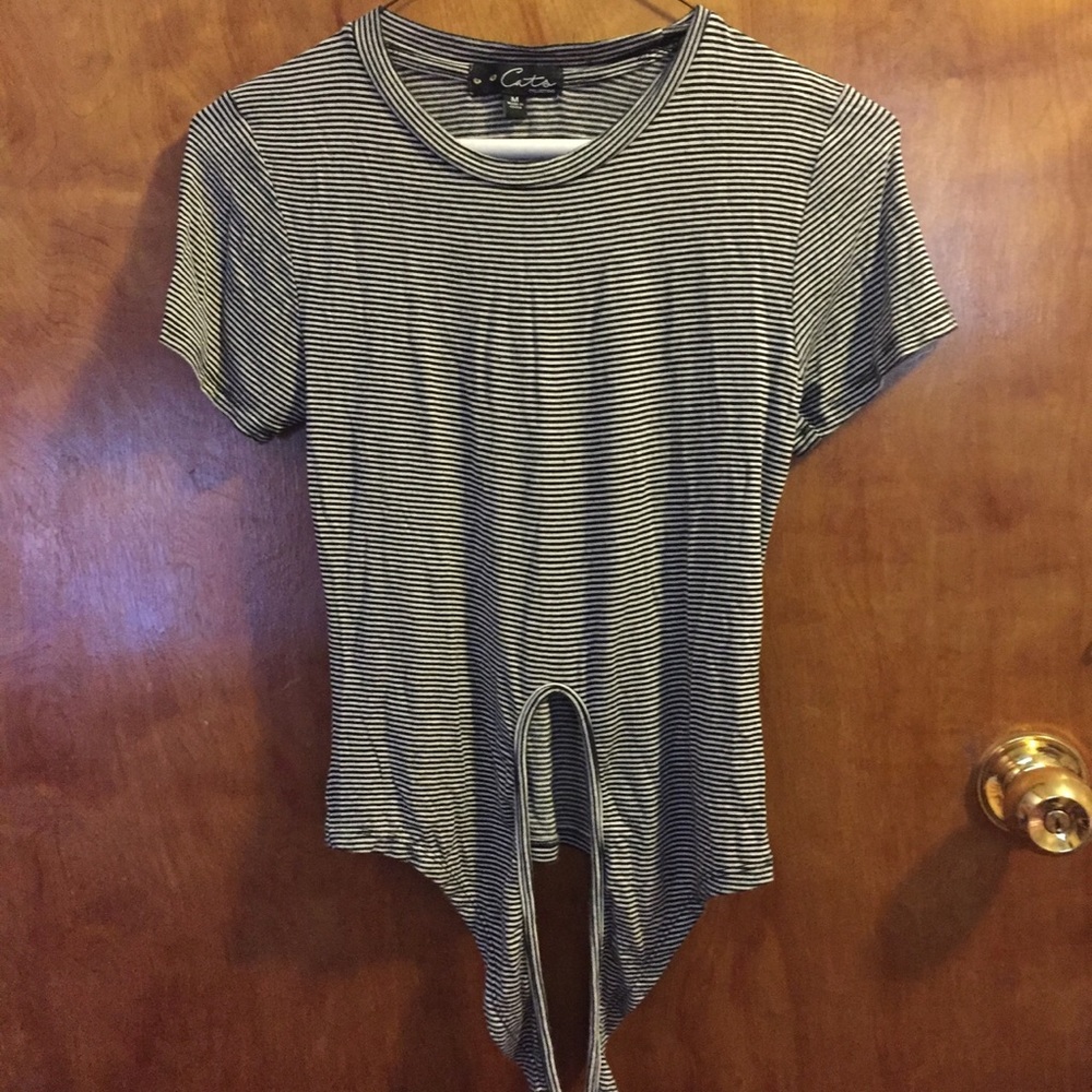 striped tie crop top